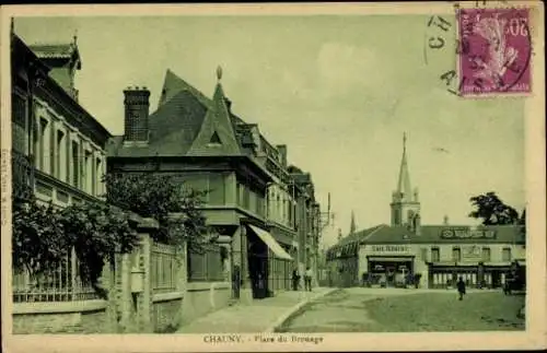 Ak Chauny Aisne, Place de Brouage, Café