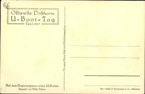Künstler Ak Stöwer, Willy, Deutsches U Boot, auf dem Kommandoturm, U Boot Tag 1917
