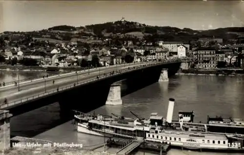 Ak Linz Donau Oberösterreich, Urfahr mit Pöstlingberg, Dampfer Schönbrunn