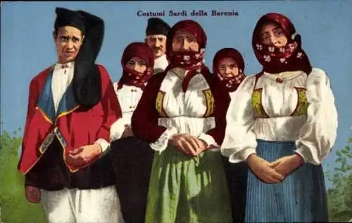 Ak Sardegna Italien, Menschen in italienischer Volkstracht, Kopftücher
