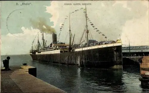 Ak Dampfer Rhein, Norddeutscher Lloyd Bremen NDL
