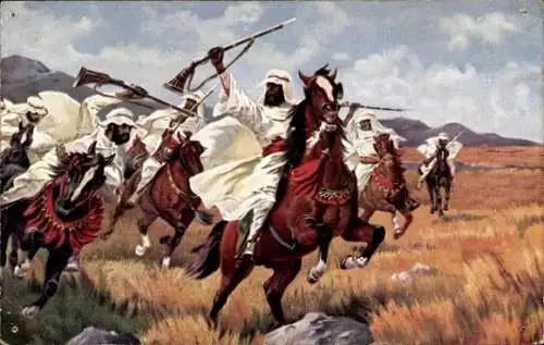 Ak Arabische Krieger zu Pferden, Maghreb