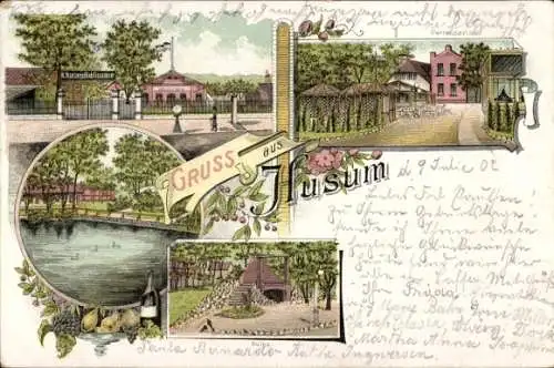 Litho Husum in Nordfriesland, Gasthaus Hansens Garten, Ruine