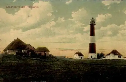 Ak Insel Pellworm Nordfriesland, Leuchtturm, Häuser