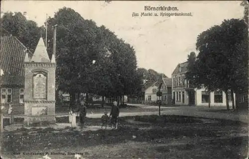 Ak Hörnerkirchen in Holstein, am Markt und Kriegerdenkmal