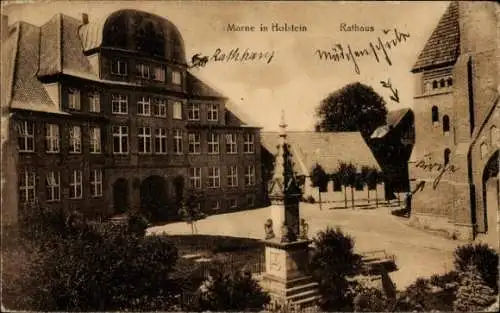 Ak Marne in Holstein Dithmarschen, Rathaus