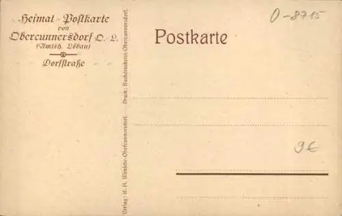 Künstler Ak Obercunnersdorf Kottmar in der Oberlausitz, Dorfstraße