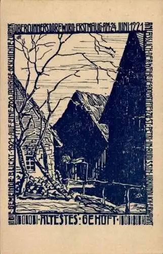 Künstler Ak Obercunnersdorf Kottmar in der Oberlausitz, Das älteste Gehöft