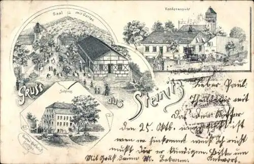 Litho Steinitz Šćeńc Domsdorf Drebkau in der Niederlausitz, Gasthaus, Schloss