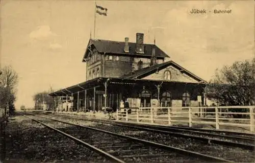 Ak Jübek in Schleswig Holstein, Bahnhof, Gleisseite