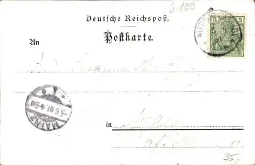 Litho Traisa Mühltal im Odenwald Hessen, Hotel und Restaurant Riedmatter, Totalansicht