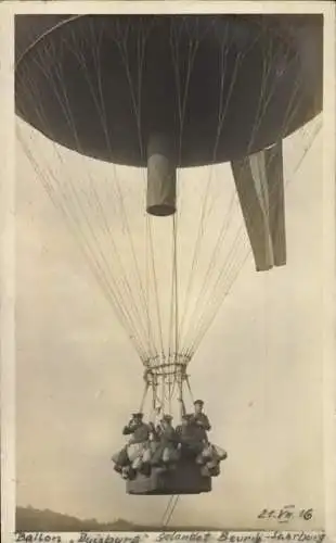Foto Ak Beurig Saarburg an der Saar, Ballon Duisburg nach der Landung 1916