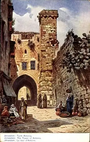 Künstler Ak Perlberg, F., Jerusalem Israel, Turm Antonia