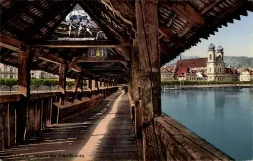 Ak Luzern Stadt Schweiz, Kapellbrücke, Innenansicht