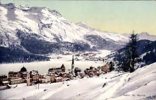 Ak Sankt Moritz Kanton Graubünden, Gesamtansicht, Winter