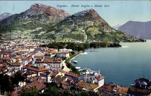 Ak Lugano Kanton Tessin, Gesamtansicht, Monte Boglia, Monte Bré