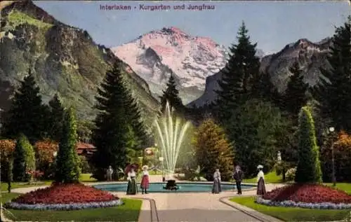 Ak Interlaken Kanton Bern Schweiz, Kurgarten, Jungfrau