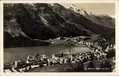 Ak Sankt Moritz Dorf Kanton Graubünden, Panorama, St. Moritz Bad