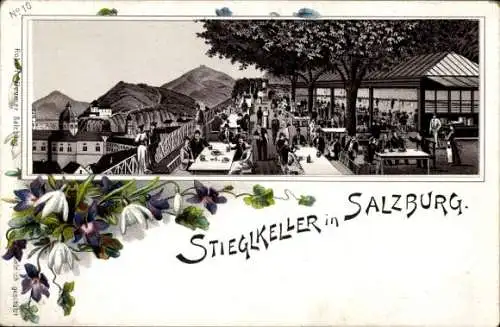 Litho Salzburg in Österreich, Restaurant Stiegl-Keller