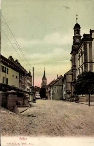 Ak Hallau Kanton Schaffhausen, Straßenpartie