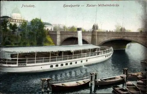 Ak Potsdam, Havelpartie, Dampfer, Kaiser Wilhelm Brücke