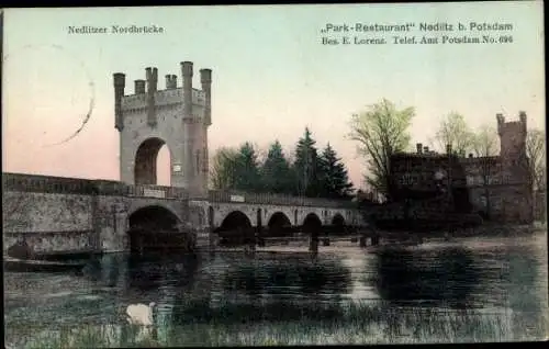 Ak Nedlitz Potsdam in Brandenburg, Nordbrücke, Parkrestaurant