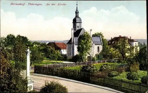 Ak Hermsdorf in Thüringen, An der Kirche