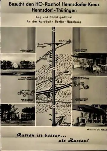 Ak Hermsdorf im Saale Holzland Kreis Thüringen, HO Rasthof Hermsdorfer Kreuz