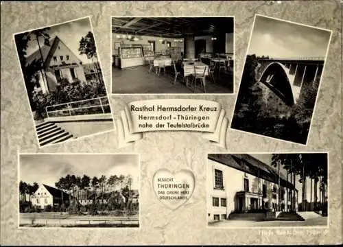 Ak Hermsdorf in Thüringen, Rasthof Hermsdorfer Kreuz, Brücke