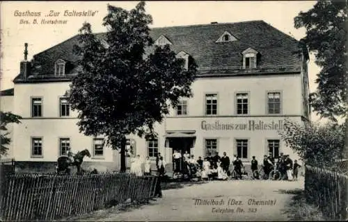 Ak Mittelbach Chemnitz in Sachsen, Gasthaus zur Haltestelle