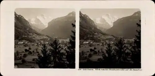 Stereo Foto Interlaken Kt. Bern Schweiz, Blick von der Humboldtsruhe auf die Jungfrau