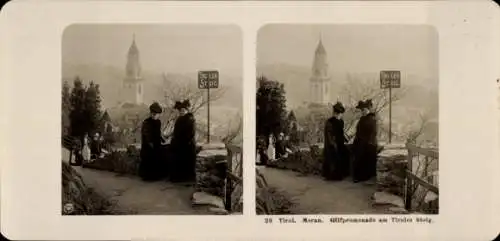 Stereo Foto Meran Merano Südtirol, Gilfpromenade am Tiroler Steig