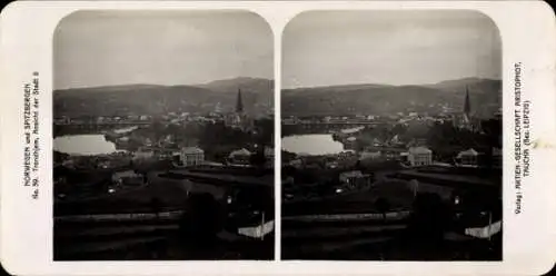 Stereo Foto Trondhjem Trondheim Norwegen, Stadtansicht