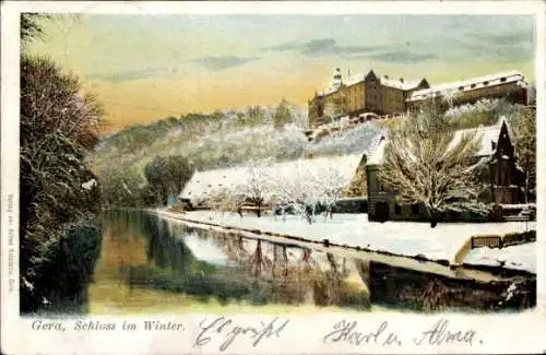 Ak Gera in Thüringen, Schloss im Winter