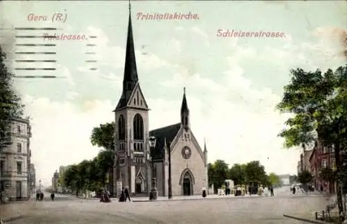 Ak Gera in Thüringen, Talstraße, Trinitatiskirche, Schleizer Straße