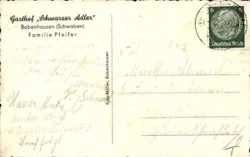 Ak Babenhausen Schwaben, Gasthof schwarzer Adler, Innenansicht