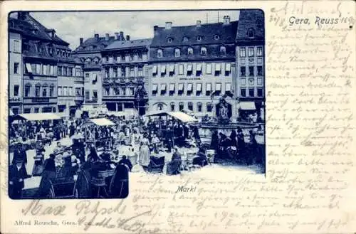 Ak Gera in Thüringen, Blick auf den Markt, Hotel Zum Ross