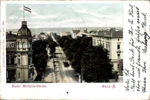 Ak Gera in Thüringen, Kaiser Wilhelm Straße, Straßenbahn