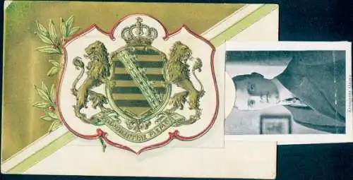Leporello Wappen Ak Prinz Johann Georg von Sachsen, Prinzessin Anna, Frau Prinzessin Johann Georg