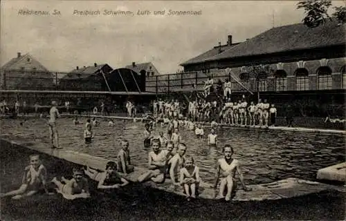 Ak Reichenau im Erzgebirge, Preibisch Schwimm-, Luft- und Sonnenbad