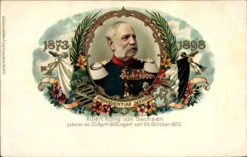 Litho König Albert von Sachsen, Jubiläum 1898, Portrait