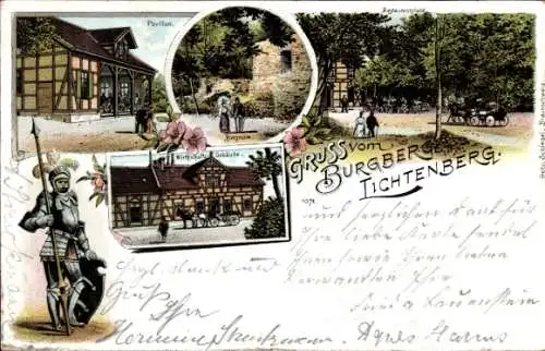 Litho Lichtenberg Salzgitter in Niedersachsen, Burgberg, Wirtschaft, Pavillon