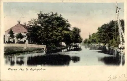 Ak Appingedam Groningen Niederlande, Nieuwe Diep