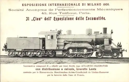 Ak Esposizione Internazionale di Milano 1906, Lokomotiva, Atlantic-Hannover