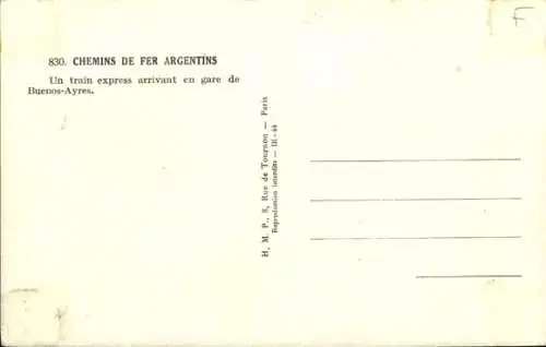 Ak Argentinische Eisenbahn, Dampflokomotive, Express, Buenos Aires, Bahnhof