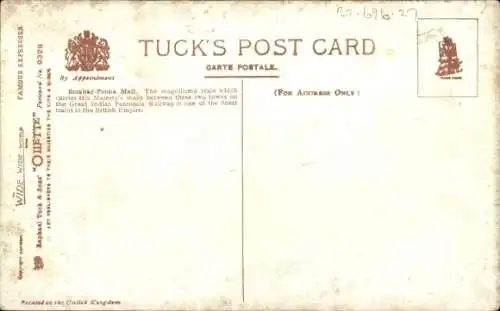 Ak Indien, Bombay Poona Mail, Great Indian Peninsula Railway, Tuck Nr 9329