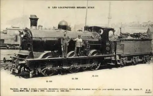Ak Belgische Eisenbahn, Lokomotive, Schaffner