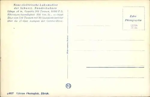 Ak Elektrische Lokomotive der Schweizer Bundesbahnen