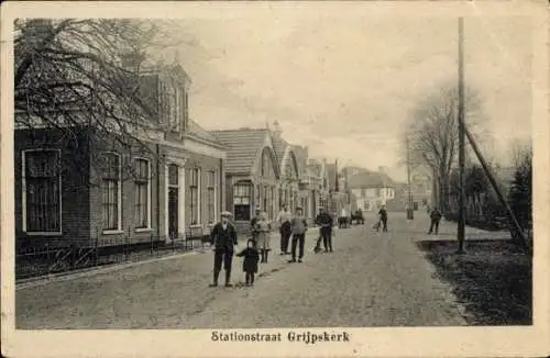 Ak Grijpskerk Groningen Niederlande, Stationstraat