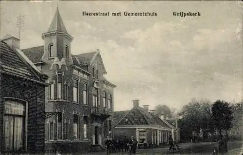 Ak Grijpskerk Groningen Niederlande, Heerestraat, Gemeentehuis